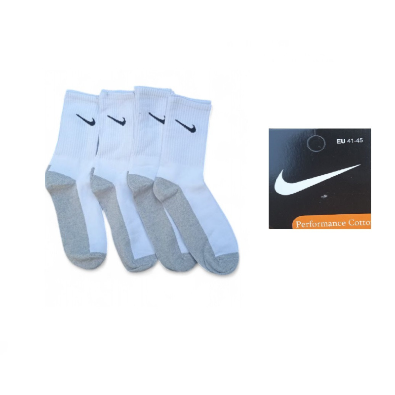 12 пар в упаковці, Шкарпетки NIKE високі білі сіра стопа 41-45р. 12 пар в упаковці, Шкарпетки NIKE високі білі сіра стопа 41-45р.