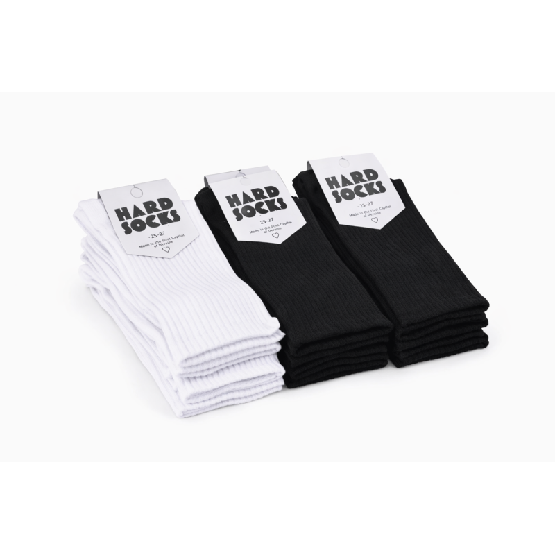 Шкарпетки високі теніски ТМ “HARD SOCKS“, білі + чорні, 12 пар 25-27 (розмір 40-42р) Шкарпетки високі теніски ТМ “HARD SOCKS“, білі + чорні, 12 пар 25-27 (розмір 40-42р)