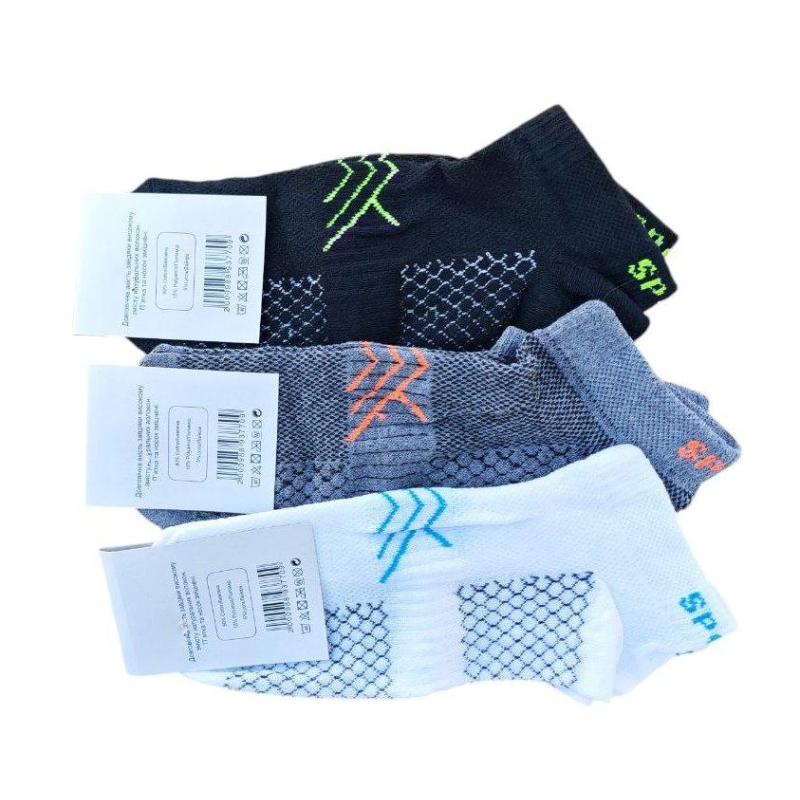 Упаковка коротких шкарпеток 12 пар SPORT SOCKS 3 кольори (41-45) розмір Упаковка коротких шкарпеток 12 пар SPORT SOCKS 3 кольори (41-45) розмір