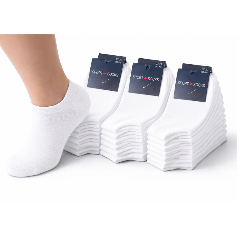 Упаковка коротких шкарпеток 12 пар SPORT SOCKS білі 25-27 (39-41) розмір Упаковка коротких шкарпеток 12 пар SPORT SOCKS білі 25-27 (39-41) розмір