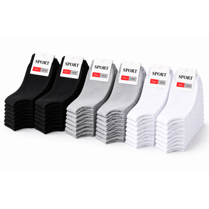 30 пар шкарпеток ТМ “SPORT SOCKS“ 3 кольори (36-40) розмір 30 пар шкарпеток ТМ “SPORT SOCKS“ 3 кольори (36-40) розмір