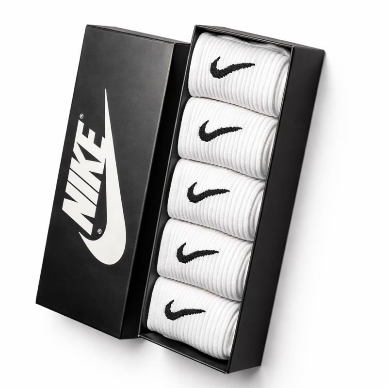5 пар у коробці, подарунковий набір шкарпеток NIKE білі 36-39р. 5 пар у коробці, подарунковий набір шкарпеток NIKE білі 36-39р.