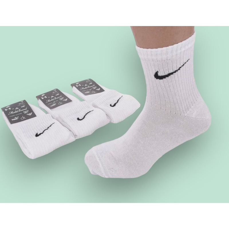 12 пар в упаковці шкарпетки середні білі NIKE 41-45р. 12 пар в упаковці шкарпетки середні білі NIKE 41-45р.