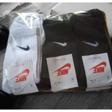 6 пар в упаковці, шкарпетки NIKE білі+ чорні 41-44р.