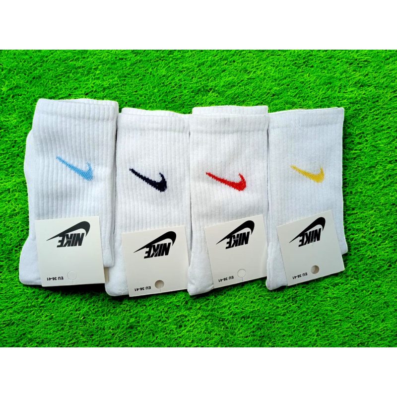 12 пар в упаковці, шкарпетки NIKE високі білі 4 кольори 36-41.