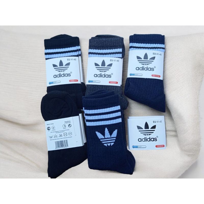 6 пар шкарпеток ADIDAS зимові махрові 3 кольори 41-45р. 6 пар шкарпеток ADIDAS зимові махрові 3 кольори 41-45р.