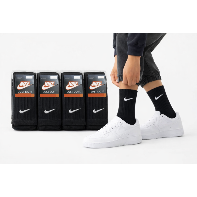 12 пар в упаковці, шкарпетки NIKE чорні 41-44 р.