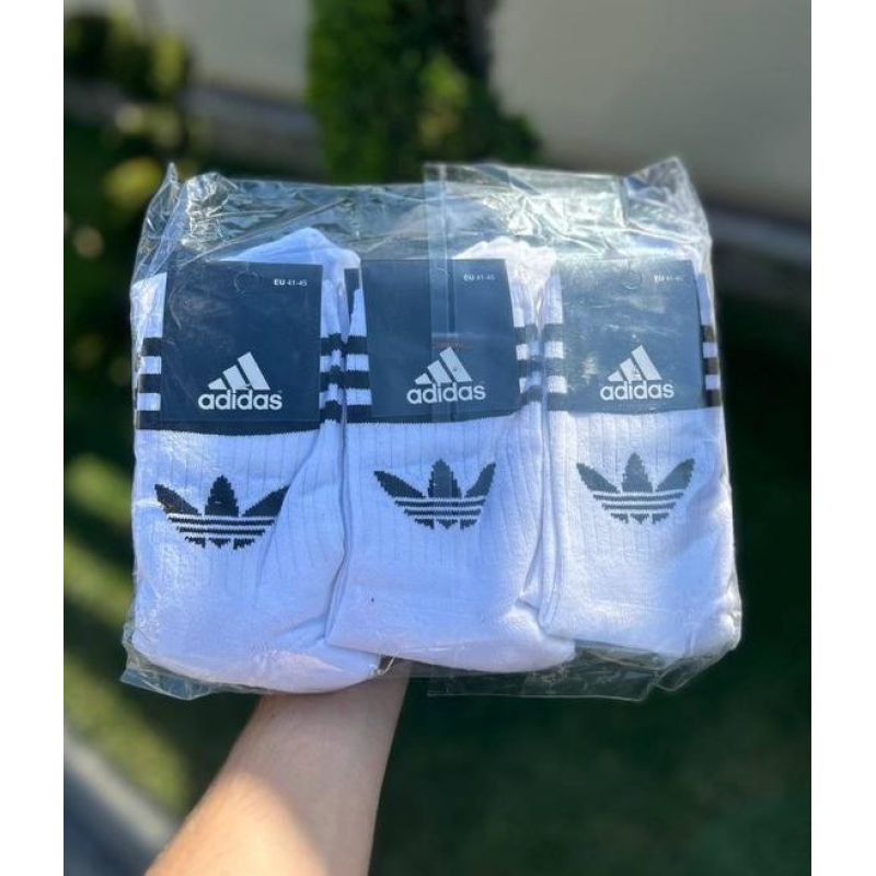 12 пар в упаковці, шкарпетки ADIDAS високі білі 41-45р. 12 пар в упаковці, шкарпетки ADIDAS високі білі 41-45р.