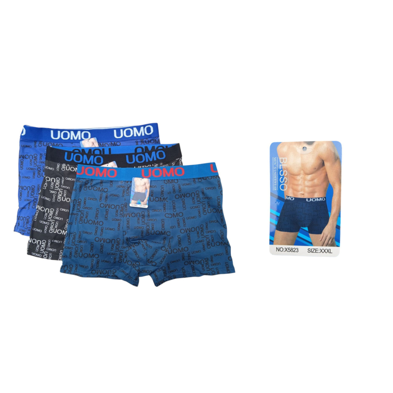 Труси чоловічі боксери ТМ “UOMO“ 3 шт. в наборі 3 XL (54-56 ) 3 кольори