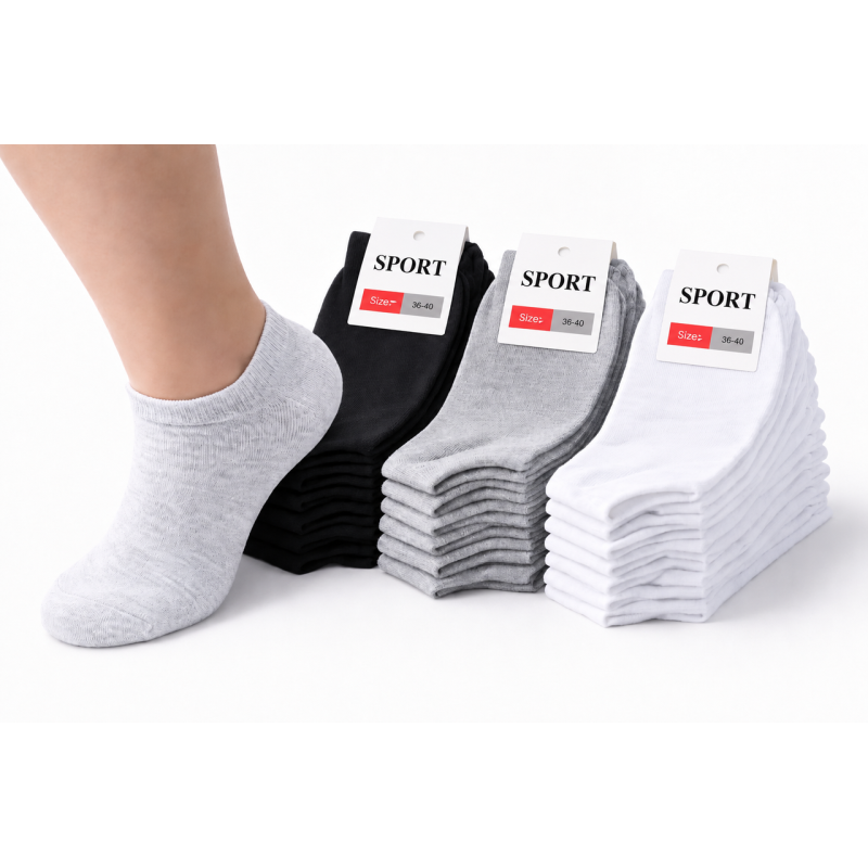 Упаковка коротких шкарпеток 12 пар SPORT SOCKS 3 кольори (36-40)розмір Упаковка коротких шкарпеток 12 пар SPORT SOCKS 3 кольори (36-40)розмір
